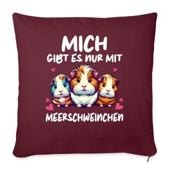 Cochon d’Inde à poil long chiens à crête à poil long - Housse de coussin décorative 45 x 45 cm - bordeaux - Devant