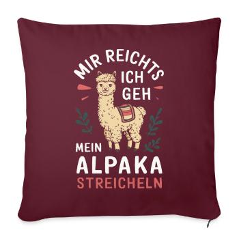 Alpaga Lama Alpagas Animal - Housse de coussin décorative 45 x 45 cm - bordeaux - Devant