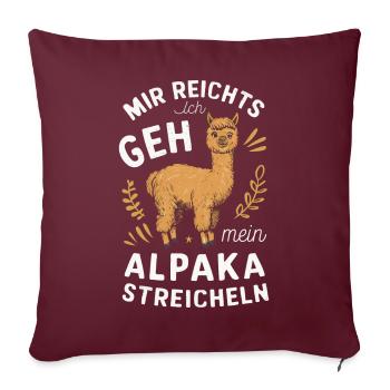 Alpaga Lama Alpagas Animal - Housse de coussin décorative 45 x 45 cm - bordeaux - Devant