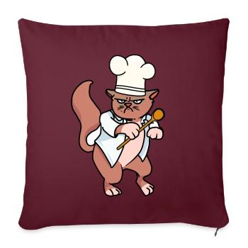 Grimmige Köchin Katze Katzen Köche kochen Koch - Sofakissenbezug 45 x 45 cm - Burgunderrot - Vorne