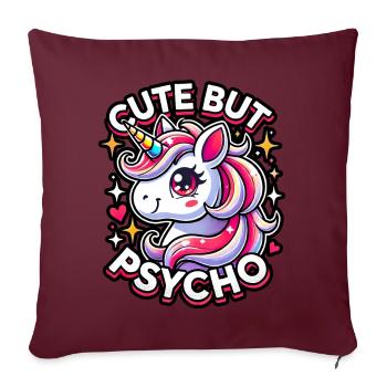 Licorne mignonne mais psychopathe adorable design kawaii - Housse de coussin décorative 45 x 45 cm - bordeaux - Devant