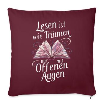 Buch Lesen Bücher Buch Nerd Bücherwurm - Sofakissenbezug 45 x 45 cm - Burgunderrot - Vorne