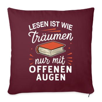 Buch Lesen Bücher Buch Nerd Bücherwurm - Sofakissenbezug 45 x 45 cm - Burgunderrot - Vorne