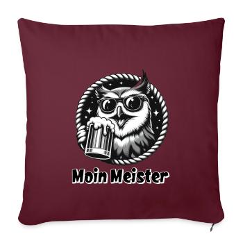 Moin Meister Eule Norddeutscher Gruß - Sofakissenbezug 45 x 45 cm - Burgunderrot - Vorne