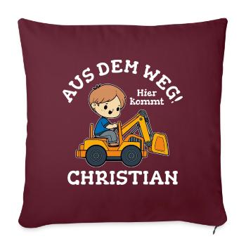 Christian Vorname Bagger - Sofakissenbezug 45 x 45 cm - Burgunderrot - Vorne