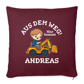 Andreas Vorname Bagger - Sofakissenbezug 45 x 45 cm - Burgunderrot - Vorne