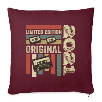 Vintage 2021 - Retro Geburtstagsspruch 2021 - Sofakissenbezug 45 x 45 cm - Burgunderrot - Vorne
