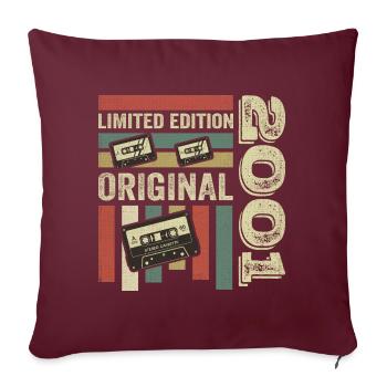 Vintage 2001 - Retro Geburtstagsspruch 2001 - Sofakissenbezug 45 x 45 cm - Burgunderrot - Vorne