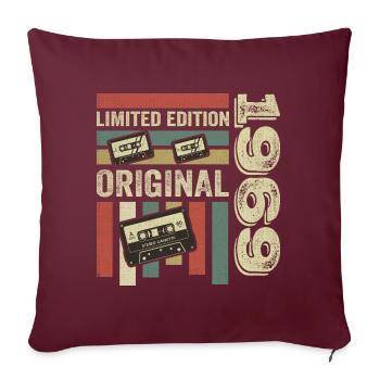 Millésime 1969 - citation d’anniversaire rétro 1969 - Housse de coussin décorative 45 x 45 cm - bordeaux - Devant