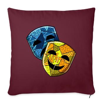 Théâtre de masques d'art de rue - Housse de coussin décorative 45 x 45 cm - bordeaux - Devant