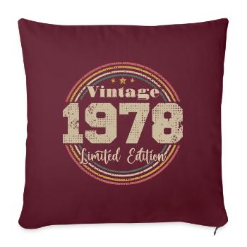 1978 Anniversaire Vintage Rétro Né En - 1978 - Housse de coussin décorative 45 x 45 cm - bordeaux - Devant