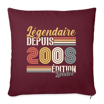 Légendaire Depuis 2008 - Housse de coussin décorative 45 x 45 cm - bordeaux - Devant