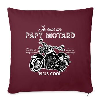 je suis un papy motard et un papy cool - Housse de coussin décorative 45 x 45 cm - bordeaux - Devant