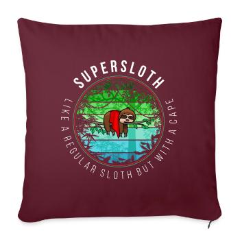 Supersloth im Dschungel - Sofakissenbezug 45 x 45 cm - Burgunderrot - Vorne