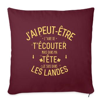 Dans ma Tête je suis Dans les Landes - Housse de coussin décorative 45 x 45 cm - bordeaux - Devant