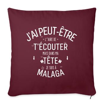 Dans ma Tête je suis à Malaga - Housse de coussin décorative 45 x 45 cm - bordeaux - Devant