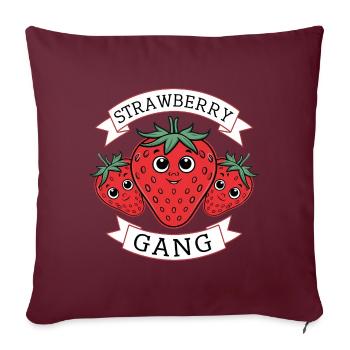 Strawberry Gang - Équipe de cueilleurs de fraises - Housse de coussin décorative 45 x 45 cm - bordeaux - Devant