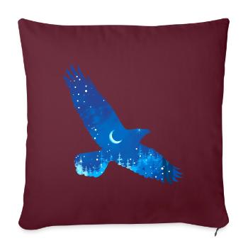 Oiseau Bleu d'hiver - Housse de coussin décorative 45 x 45 cm - bordeaux - Devant
