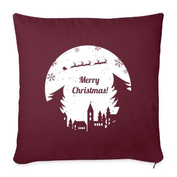 Joyeux Noël, famille de l'Avent, Rennes, Noël - Housse de coussin décorative 45 x 45 cm - bordeaux - Devant
