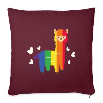 Regenbogen Buntes Alpaka LGBT Geschenk - Sofakissenbezug 45 x 45 cm - Burgunderrot - Vorne