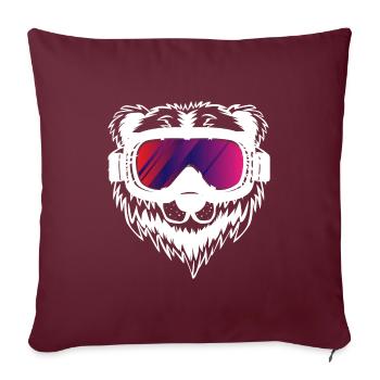 Cadeau d'ours skieur ski ski - Housse de coussin décorative 45 x 45 cm - bordeaux - Devant