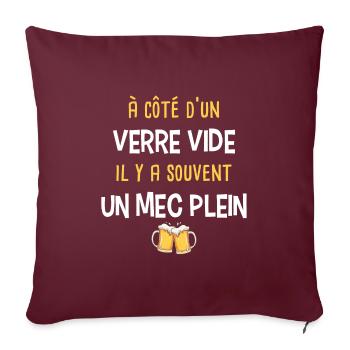 Humour alcool bière, jeu de mot idée cadeau fêtard - Housse de coussin décorative 45 x 45 cm - bordeaux - Devant