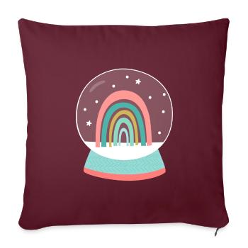 Schneekugel bunter Regenbogen Frohe Weihnachten - Sofakissenbezug 45 x 45 cm - Burgunderrot - Vorne