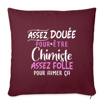 Chimiste humour métier femme, idée cadeau métier - Housse de coussin décorative 45 x 45 cm - bordeaux - Devant