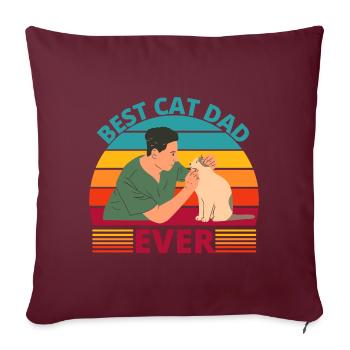 Best Cat Dad Ever - cadeau pour les amoureux des chats - Housse de coussin décorative 45 x 45 cm - bordeaux - Devant