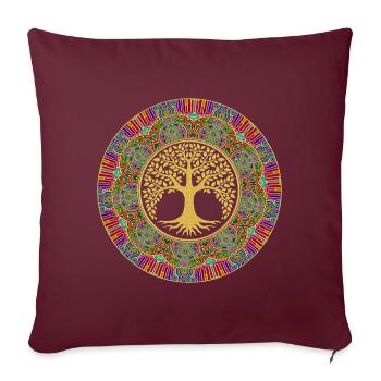 Arbre de Vie - Mandala 1 - Housse de coussin décorative 45 x 45 cm - bordeaux - Devant