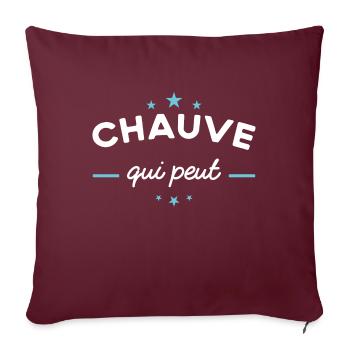 Chauve, idée cadeau humour cheveux calvitie - Housse de coussin décorative 45 x 45 cm - bordeaux - Devant