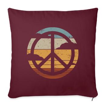 Friedenszeichen Retro Design Peace Zeichen - Sofakissenbezug 45 x 45 cm - Burgunderrot - Vorne