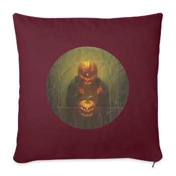 Halloween - tête de citrouille effrayante - Housse de coussin décorative 45 x 45 cm - bordeaux - Devant