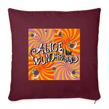Alice Im Wunderland Verdrehte Welt - Sofakissenbezug 45 x 45 cm - Burgunderrot - Vorne