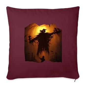 Fantôme d’Halloween avec citrouille - Housse de coussin décorative 45 x 45 cm - bordeaux - Devant
