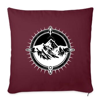 Symbole de voyage Compass Mountains - Housse de coussin décorative 45 x 45 cm - bordeaux - Devant