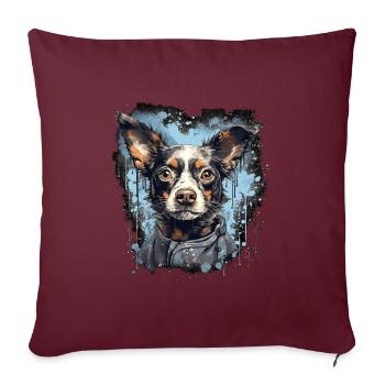 Chien - Housse de coussin décorative 45 x 45 cm - bordeaux - Devant