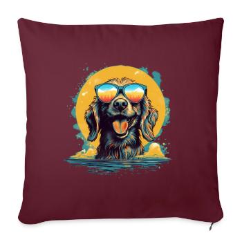 Chien - Housse de coussin décorative 45 x 45 cm - bordeaux - Devant