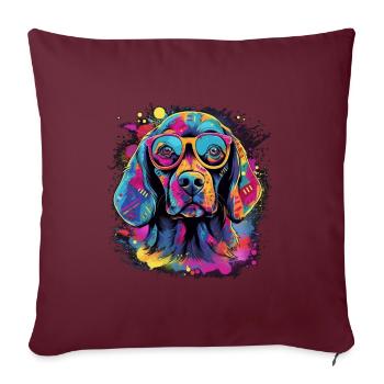 Chien - Housse de coussin décorative 45 x 45 cm - bordeaux - Devant
