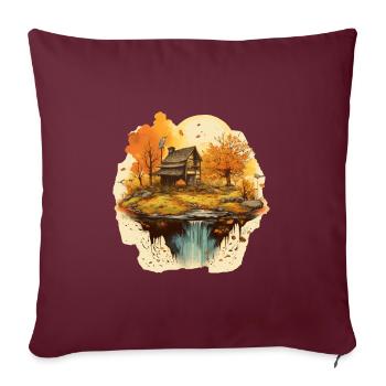 Herbstliche Landschaft - Sofakissenbezug 45 x 45 cm - Burgunderrot - Vorne