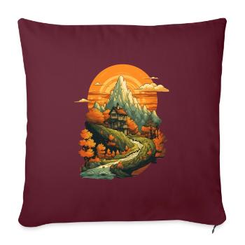 Herbstliche Landschaft - Sofakissenbezug 45 x 45 cm - Burgunderrot - Vorne