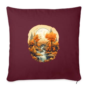 Herbstliche Landschaft - Sofakissenbezug 45 x 45 cm - Burgunderrot - Vorne