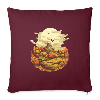Herbstliche Landschaft - Sofakissenbezug 45 x 45 cm - Burgunderrot - Vorne