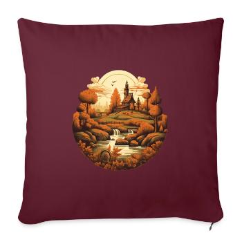 Herbstliche Landschaft - Sofakissenbezug 45 x 45 cm - Burgunderrot - Vorne