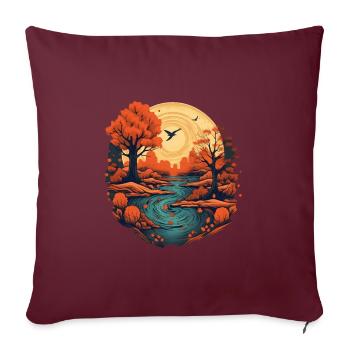 Herbstliche Landschaft - Sofakissenbezug 45 x 45 cm - Burgunderrot - Vorne