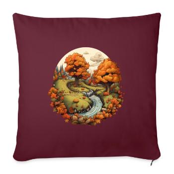 Herbstliche Landschaft - Sofakissenbezug 45 x 45 cm - Burgunderrot - Vorne