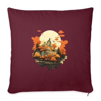 Herbstliche Landschaft - Sofakissenbezug 45 x 45 cm - Burgunderrot - Vorne