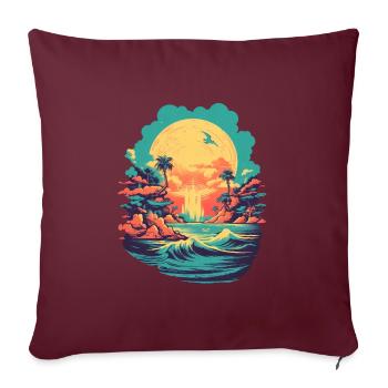 Plage - Housse de coussin décorative 45 x 45 cm - bordeaux - Devant