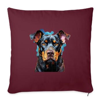 Chien - Housse de coussin décorative 45 x 45 cm - bordeaux - Devant