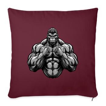 Gorilla Muscles Gymnase d’entraînement - Housse de coussin décorative 45 x 45 cm - bordeaux - Devant
